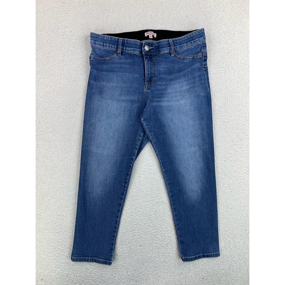Juicy Couture Skinny Jeans Womens 14 Blue Medium Wash Mid Rise Stretch Denim